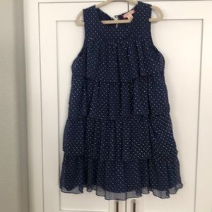 Ruby and Bloom size 6 blue polka dot chiffon layered dress.